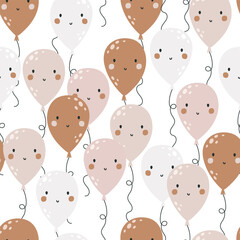 Seamless pattern with cute balloons. Vector - 756319074
