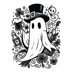 Ghost St Patrick's Day Lineart