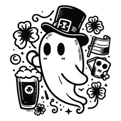 Ghost St Patrick's Day Lineart