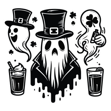 Ghost St Patrick's Day Lineart