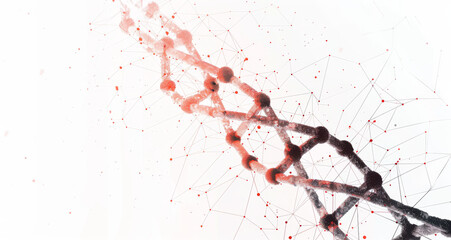 DNA close-up. Biotech gene 3D helix. White futuristic background. Molecular level of medicine