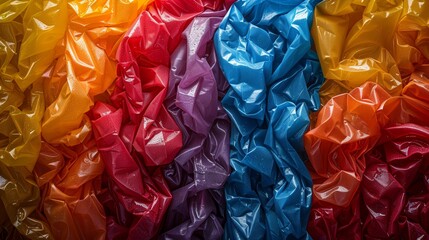 Colorful plastic packaging with a varied background