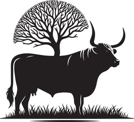 European Cattle Animal silhouette Vector Illustration