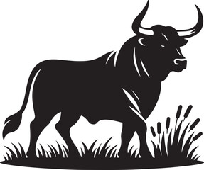European Cattle Animal silhouette Vector Illustration