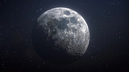 Detailed view of the moon on a dark night