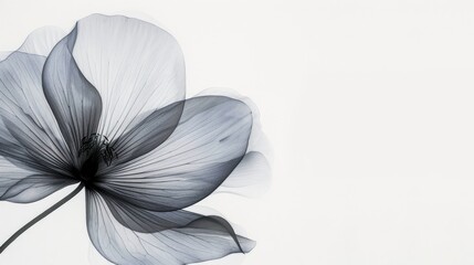 Fototapeta na wymiar Monochrome translucent flower on white