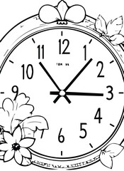 Fototapeta na wymiar Outline vector black illustration of clock