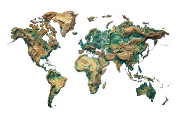 A detailed map of the world displayed on a crisp white background - obrazy, fototapety, plakaty