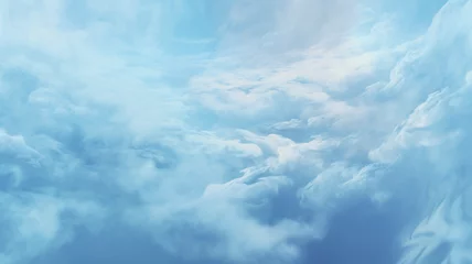 Foto op Canvas Cumulus clouds in the blue sky close-up, picturesque background cloudy landscape © kichigin19