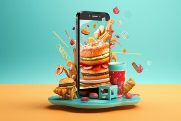 Obraz premium Captivating Smartphone photo food. Cuisine screen. Generate Ai