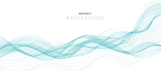 Abstract vector background with smooth color wave. Smoke wavy lines. Vector blue waves background	
