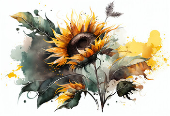 sunflowers on a white background