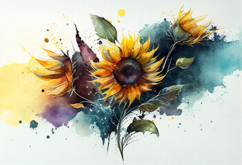 grunge background with sunflowers