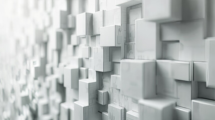 White 3D blocks forming an abstract pattern for business or tech backgrounds