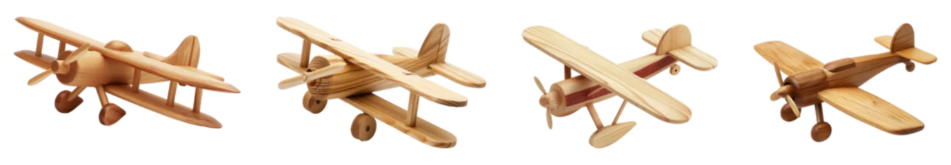 Photo sur Plexiglas Ancien avion Wooden airplane, PNG set, transparent background.