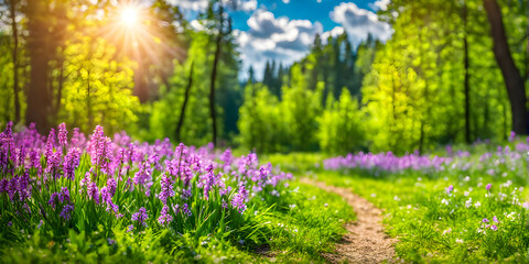 Neatly Trimmed Lawn Leading to Blooms - 756326465