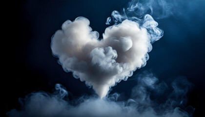 Naklejka premium White heart-shaped smoke cloud in the air. Love, Valentine's Day, romantic