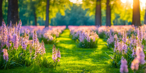 Neatly Trimmed Lawn Leading to Blooms - 756326627