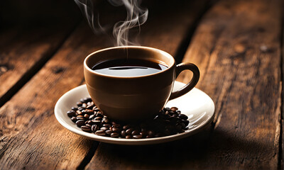 Morning coffee in rustic setting - 756326656