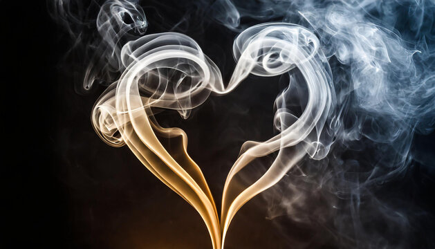 White heart-shaped smoke cloud in the air. Love, Valentine's Day, romantic