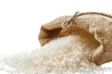 Fototapeta premium Sugar in a brown bag with white granules