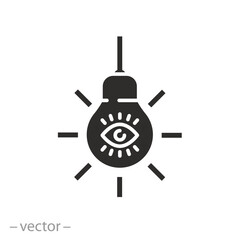 light bulb with eye icon, vision idea, creative look, flat symbol on white background - vector illustration eps10