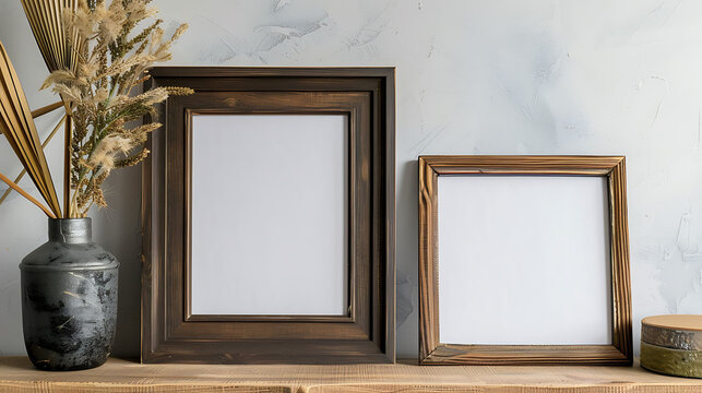 Square picture frame mockup with mat, Industrial Chic style