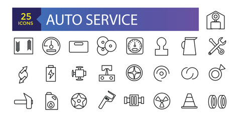 Fototapeta na wymiar Set vector line icons with Auto Service, auto repair and transport with elements for mobile concepts and web apps.