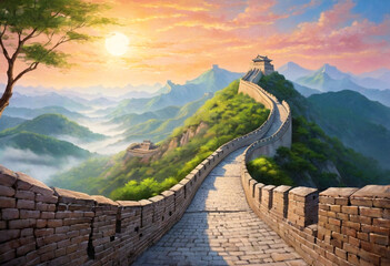 Ming Dynasty's Legacy: The Great Wall's Timeless Beauty - obrazy, fototapety, plakaty