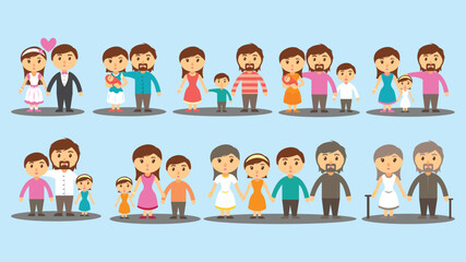 Cartoon of Family Icons. Set of icons colorfull man, woman, father, mother and child vector illustration