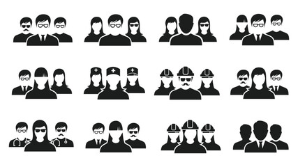 Human Avatar Worker Icons. User Group Avatar Icons. Set of Different Teamwork Icons. Corporate Man, Woman, Businessman, Nurse and more Vector Illustration