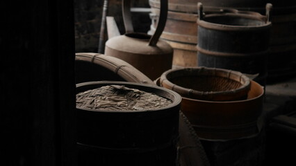 Fototapeta premium Ancient barrels and jars