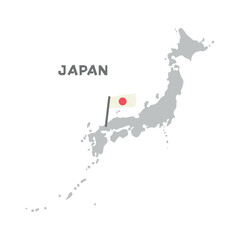 Japan vector map with the flag inside. Map of the Japan with the national flag isolated on white background. Vector illustration. Every country in the world is here