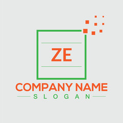 ZE initial letter logo design for company branding or business
