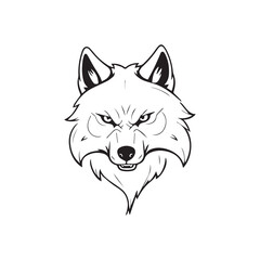 Vector black outline illustration of fox