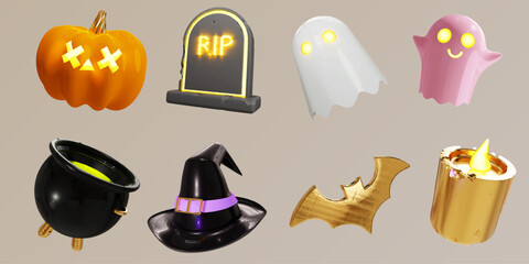 helloween pumpkin wich zombie 3d vector ghost