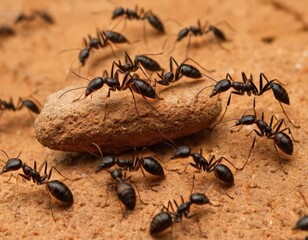 Ants in Formation Tiny Trailblazers on Sandy Ground,"Marching Ants: Group of Ants Walking in a Line on Sand."
