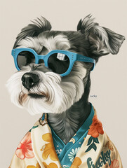 cute dog illustration. generative ai.