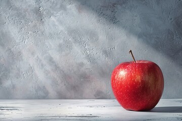 a red apple on a white surface