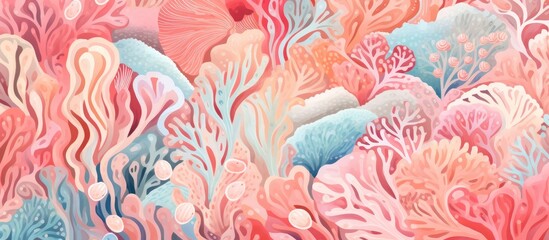Fototapeta na wymiar Pastel coral reef abstract seamless pattern texture.