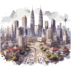 Foto op Plexiglas Kuala lumper cityscape isolated on white background © Furqan