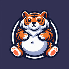 vector of a cute and adorable fat tiger on a white background logo icon sticker tattoo