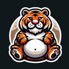 vector of a cute and adorable fat tiger on a white background logo icon sticker tattoo