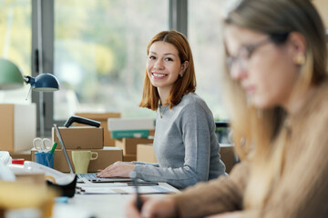 E-commerce business owners at work