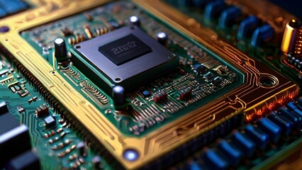 Fototapeta premium Abstract technology background with Close-up of electronic circuit board with processor Technology background 