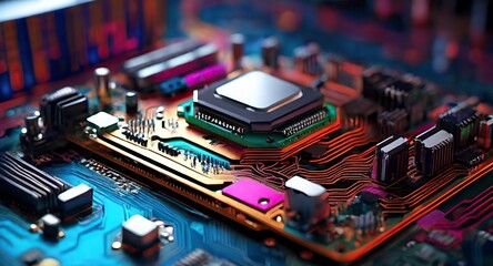 Fototapeta na wymiar Abstract technology background with Close-up of electronic circuit board with processor Technology background 