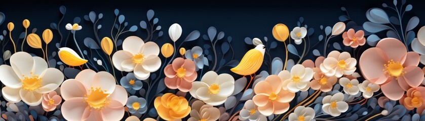 Fototapeta premium Fried egg are flowers in the forest sunny day