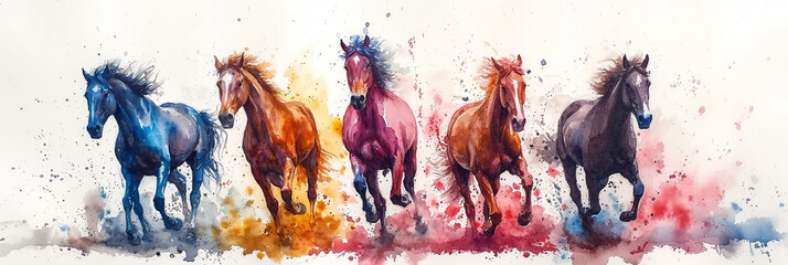 Horse watercolor painting - obrazy, fototapety, plakaty