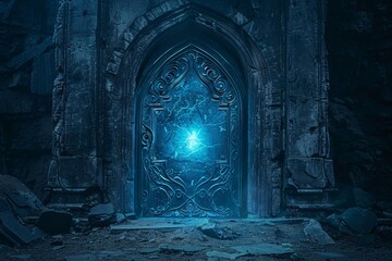A Blue Doorway to the Future A Glimpse into the World of Time Travel Generative AI