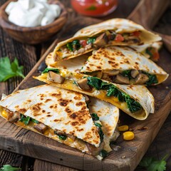 Mushroom and Spinach Quesadilla A Delicious and Nutritious Meal for Vegetarians Generative AI